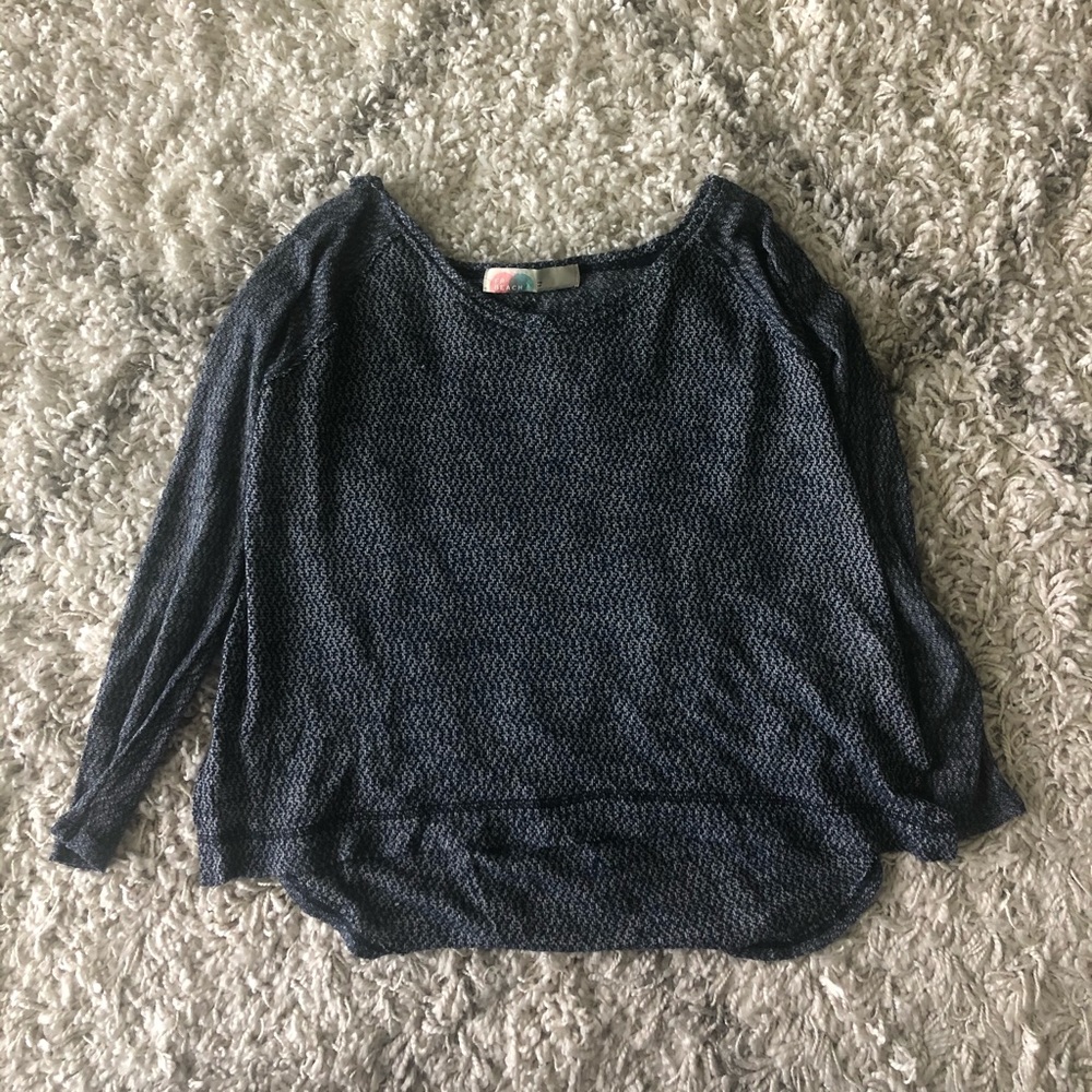 Free People Beach XS Blue Gray Knit Long Sleeve